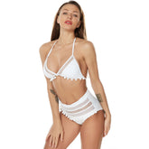 High Waist Pompon Triangle Brazilian Two Piece Bikini Swimsuit